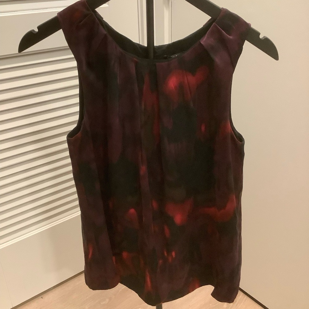 Theory Tank Camisole Size S Purple Fuchsia Tye Dyed Abstract Silk Sleeveless